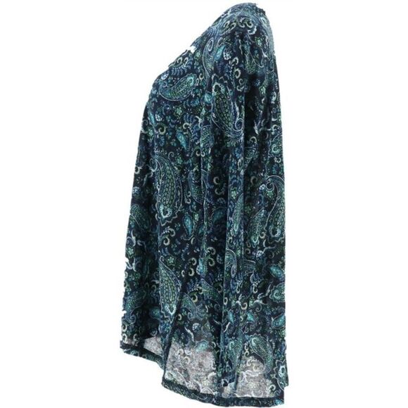 Joan Rivers Paisley Print Long Sleeves Knit Top - Picture 4 of 5